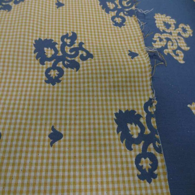 coton d ameublement double face bleu indigo vichy jaune et blanc2 2.70m de coton d ameublement double face bleu indigo