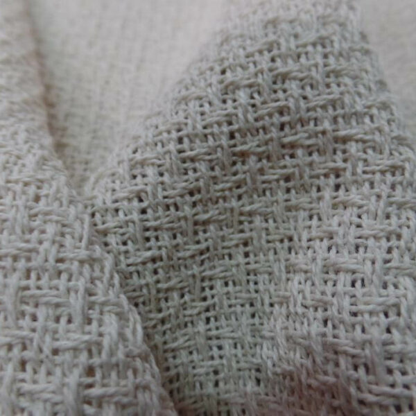 Coton lin tissage tricoté blanc cassé 360 gr m²