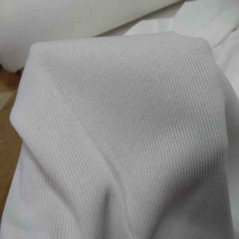 Jersey coton a cotes blanc
