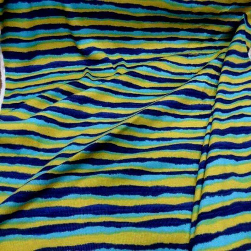 jersey coton a fine cotes ton jaune bleu Jersey coton à fine cotes ton jaune
