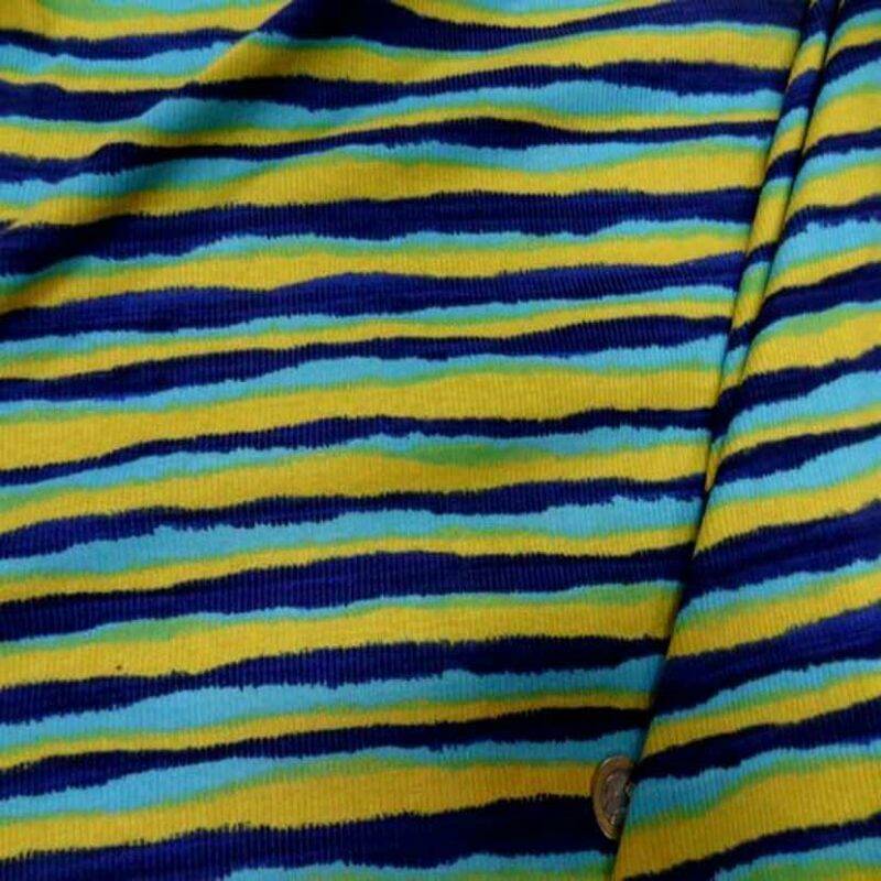 jersey coton a fine cotes ton jaune bleu0 Jersey coton à fine cotes ton jaune