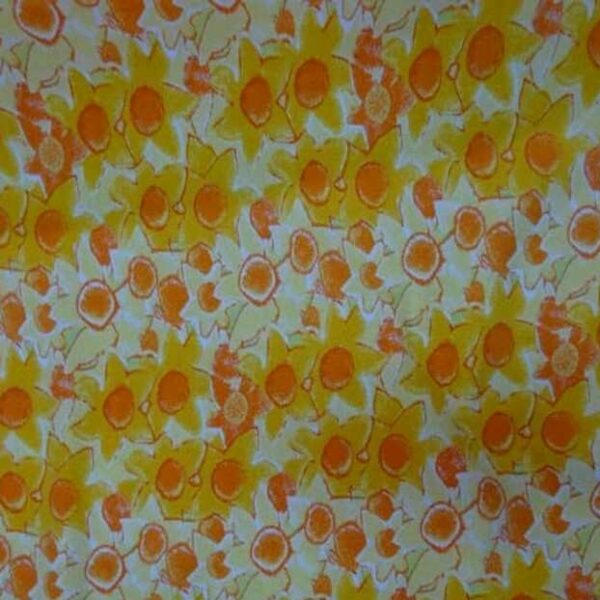 jersey fin coton blanc fleurs orange