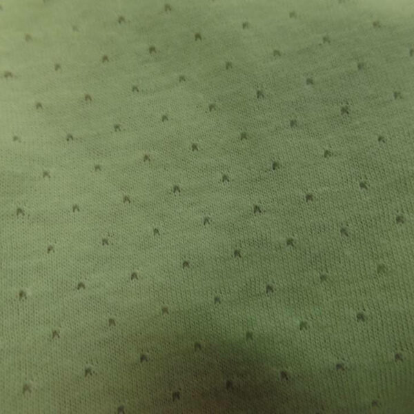 Maille jersey coton fin vert anis façonné