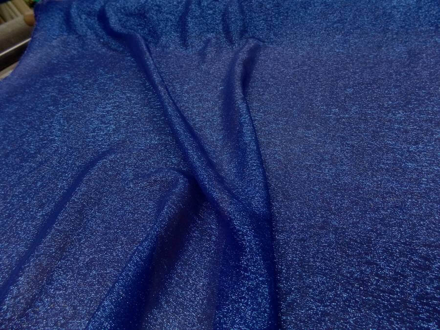 Mousseline de soie bleu en lurex 