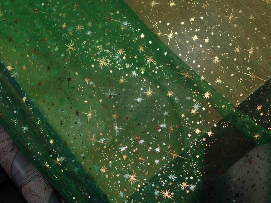 organza vert sapin étoile doré métal