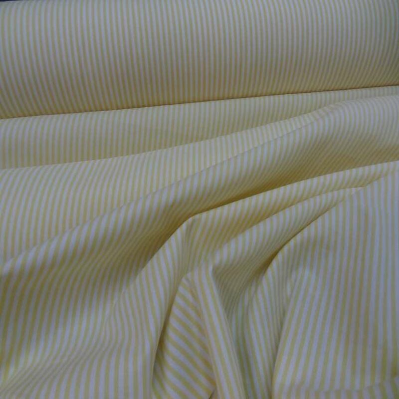 popeline coton blanche raye jaune6 Popeline coton blanche rayé jaune