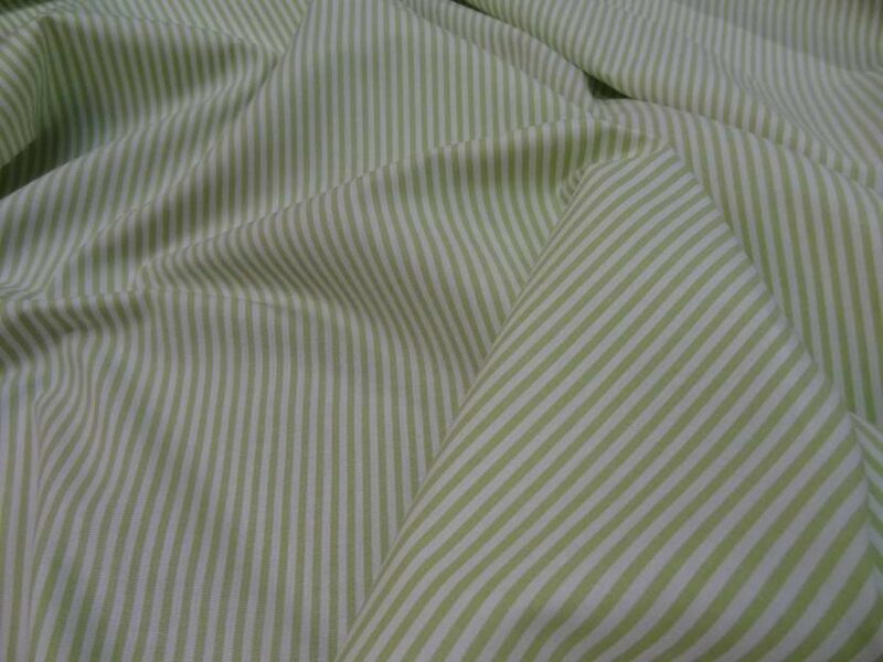 Popeline coton blanche rayé vert tilleul