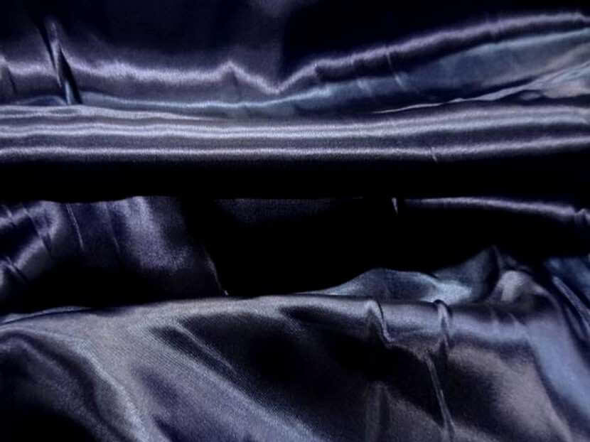 satin polyester bleu nuit