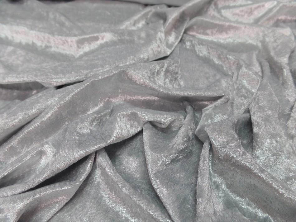 Tissu panne de velours gris clair