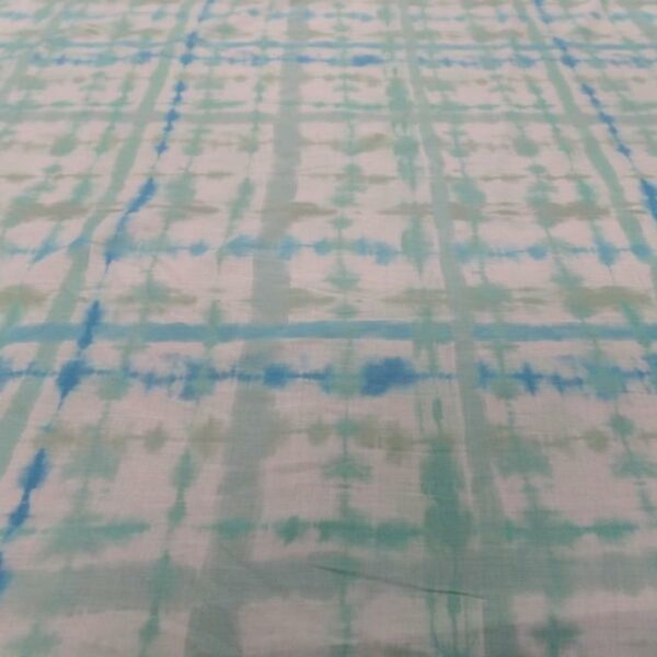 voile de coton blanc imprimé bleu et vert