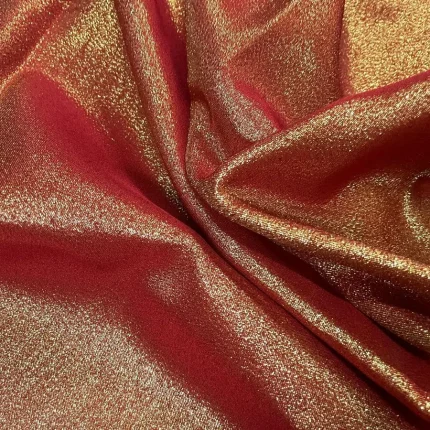 Tissu double face rouge lurex doré en 1.60 m de large