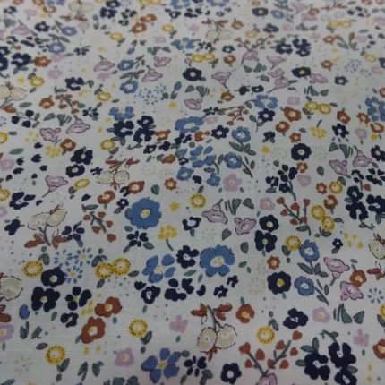 coton popeline blanche imprime liberty fleurs