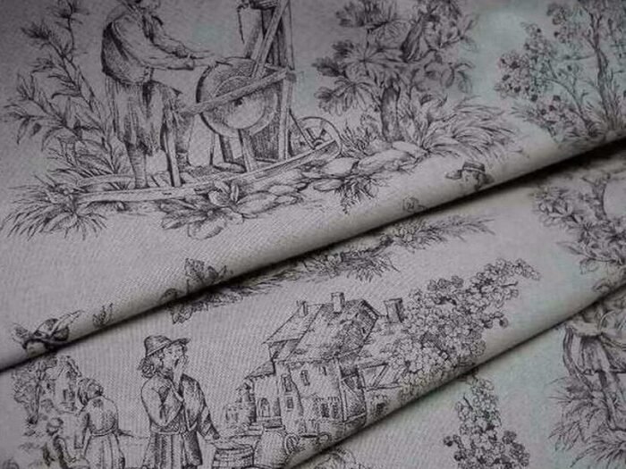 toile lin ton naturel imprime toile de jouy marron2mm e1711961079341