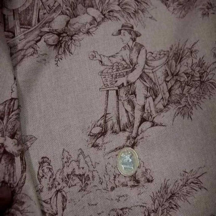 toile lin ton naturel imprime toile de jouy rouge6