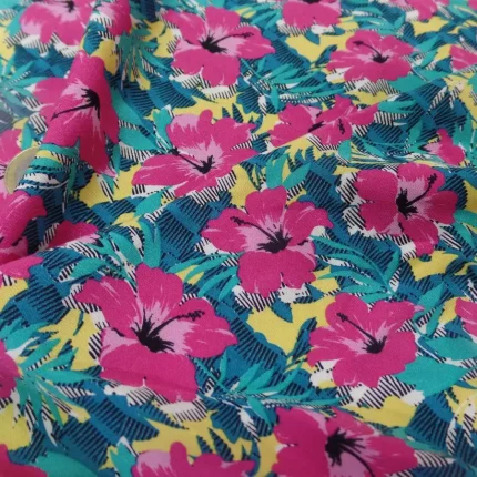 Coupon de tissu Viscose Imprimé Fleuri