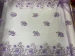Résille dentelle mauve à sequins et fleurs en relief