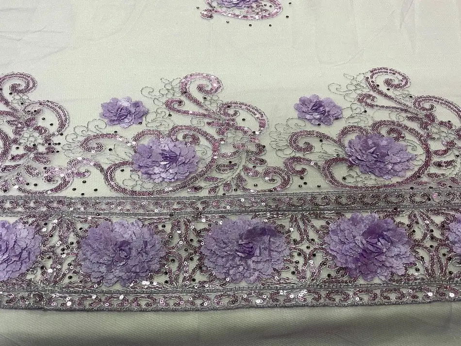 Résille dentelle mauve à sequins : option sur-jupe décorative