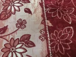 Tissu Velours double-face rouge bordeaux doré brodé fleurs vente en ligne