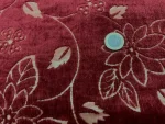 Velours double-face rouge bordeaux doré brodé fleurs