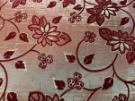 Velours double-face rouge bordeaux doré brodé fleurs