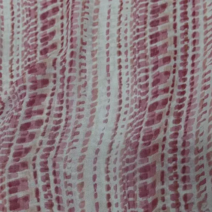 Voilage Blanc et rose Aspect Coton Plombé – Largeur 3 m