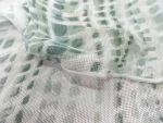 Voilage Blanc et vert Aspect Coton Plombé – Largeur 3 m
