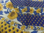 Coupon de tissu provençal tournesol bleu et jaune