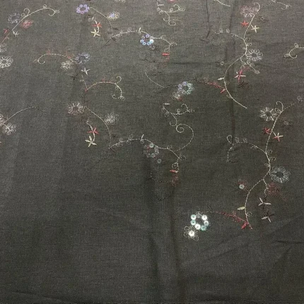 Lin Kaki Brodé Motifs Fleurs avec Sequins