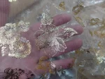 Résille Beige Clair Double Face Fleurs Doré et Métal