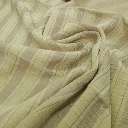 Coupon 1.10 m de Tissu à Rayures Naturelles Velours Plissé Doré