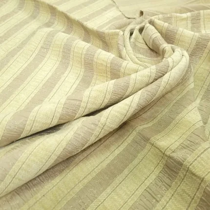 Coupon 1.10 m de Tissu à Rayures Naturelles Velours Plissé Doré