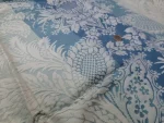 Coupon de Satin d’Ameublement Jacquard Bleu et vert d'eau