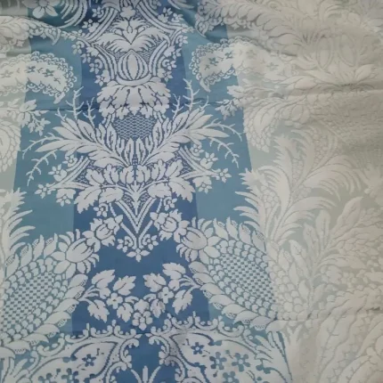 Satin d’Ameublement Jacquard Bleu et vert d'eau