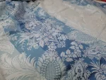 Coupon de Satin d’Ameublement Jacquard Bleu et vert d'eau