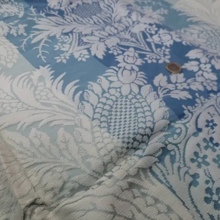 Coupon de Satin d’Ameublement Jacquard Bleu et vert d'eau