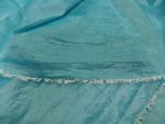 Coupon de Taffetas Bleu Reflets Blanc