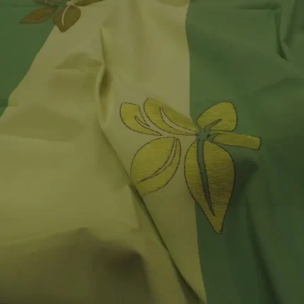 Coupon de Toile de Coton Rayée Vert Anis & Vert