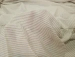 Voile Coton Soie Écru à Fines Rayures Beige