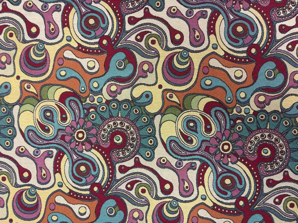 Gobelin psychédélique années 70 – Tissu jacquard Gobelin abordable