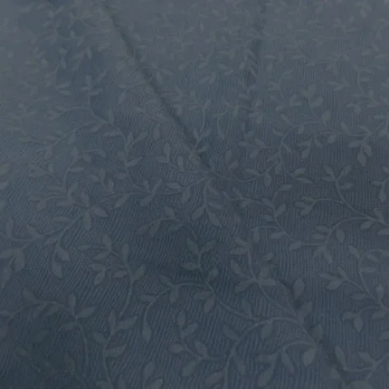 Jacquard Coton Bleu-Gris – Motif Feuillage Ton sur Ton 1.10 m