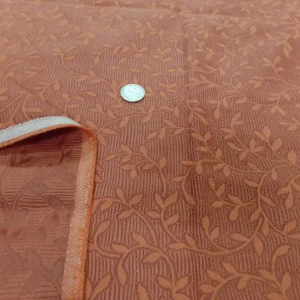 tissu Jacquard Coton Rouille – Motif Feuillage Tissé