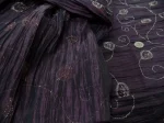 Taffetas Plissé Aubergine Brodé Fleurs Dorées