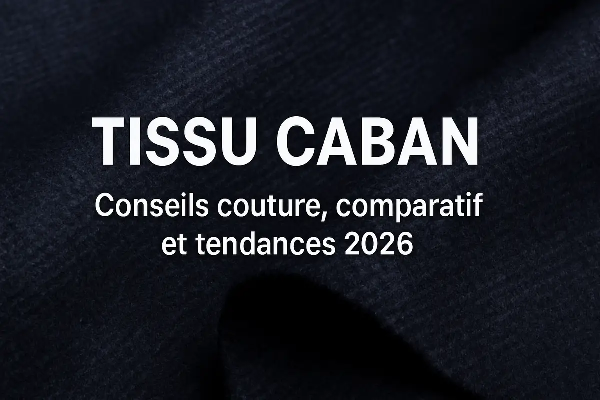 Gros plan sur la texture d’un tissu caban en laine bleu marine, utilisé pour la couture de manteaux et vestes.