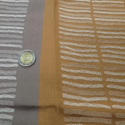 Tissu d’Ameublement Graphique Taupe & Moutarde