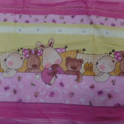 Coupon de coton rose-jaune motif dormeur