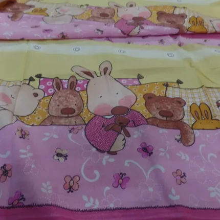 Coupon de coton rose-jaune motif dormeur