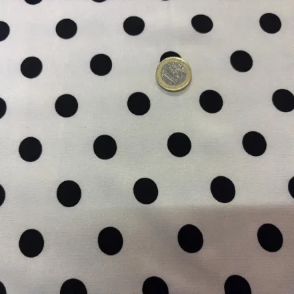 Polyester blanc à pois noir léger extensible