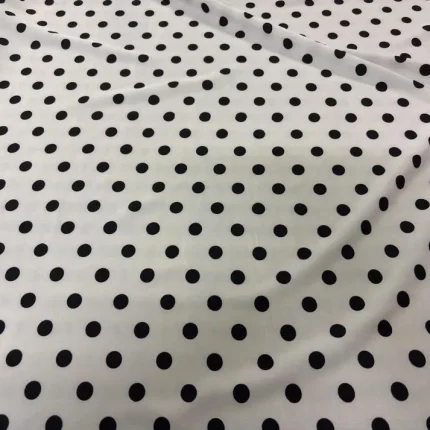 Polyester blanc à pois noir léger extensible