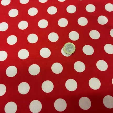 Polyester rouge à pois blanc léger extensible