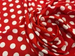Polyester rouge à pois blanc léger extensible